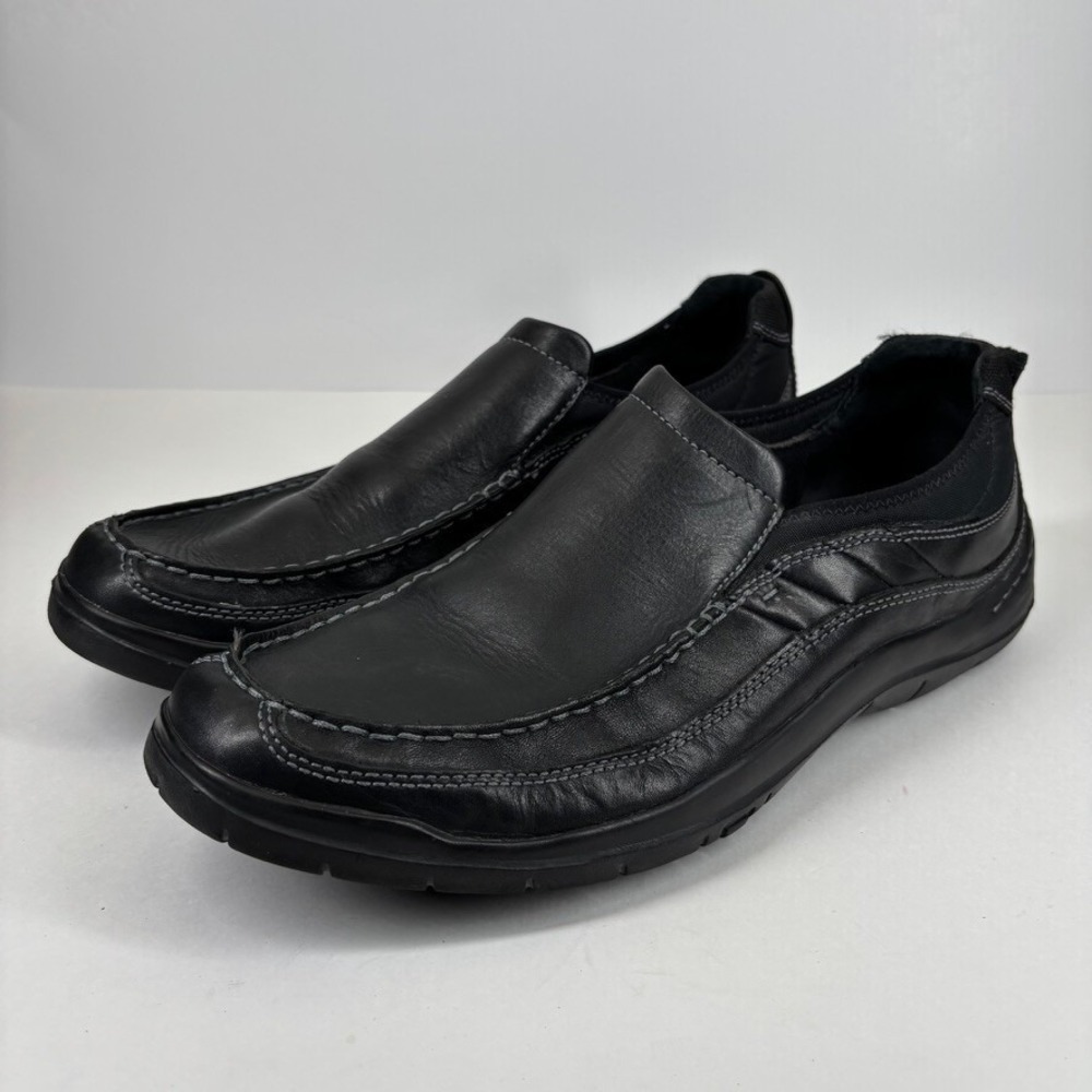 Clarks Cotrell Free lines Men's 13M Black‎ Leather Slip-On Comfort Loafers 82213
